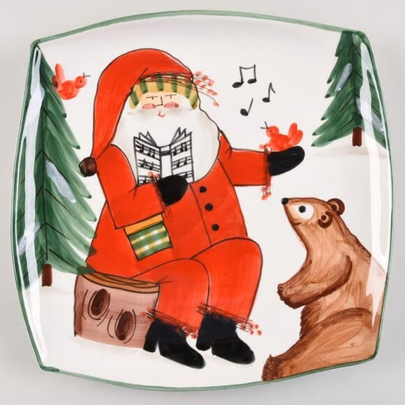 Vietri Other - Vietri Old St. Nick 2023 Limited Edition Square Platter Santa Bear Collectible